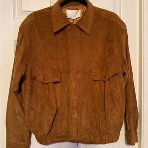 OAK + FORT Tan Suede Bomber Jacket